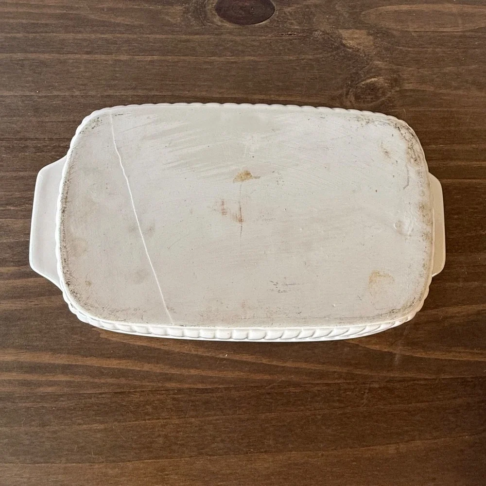 Floral Ceramic Baking Dish‎ Blue Rim Rectangular Casserole Dish 12
